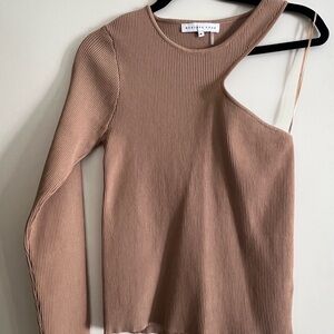Endless Rose Tan Asymmetrical Ribbed Top
